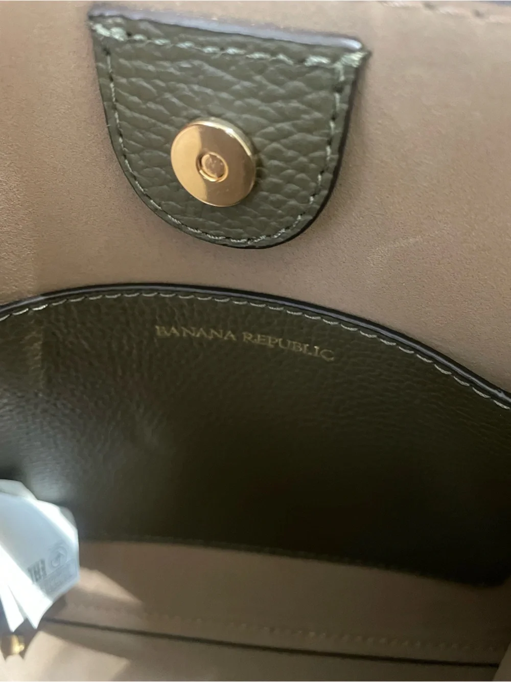 Banana Republic Olive Green Leather Tote Handbag